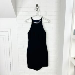 Express Black Ribbed High Neck Envelope Skirt Dress Size 8